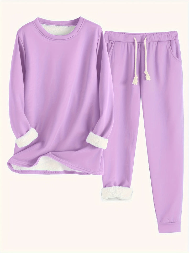 Women's Cozy Fleece-Lined Lounge Set, Super Soft Two-Piece Loungewear 13