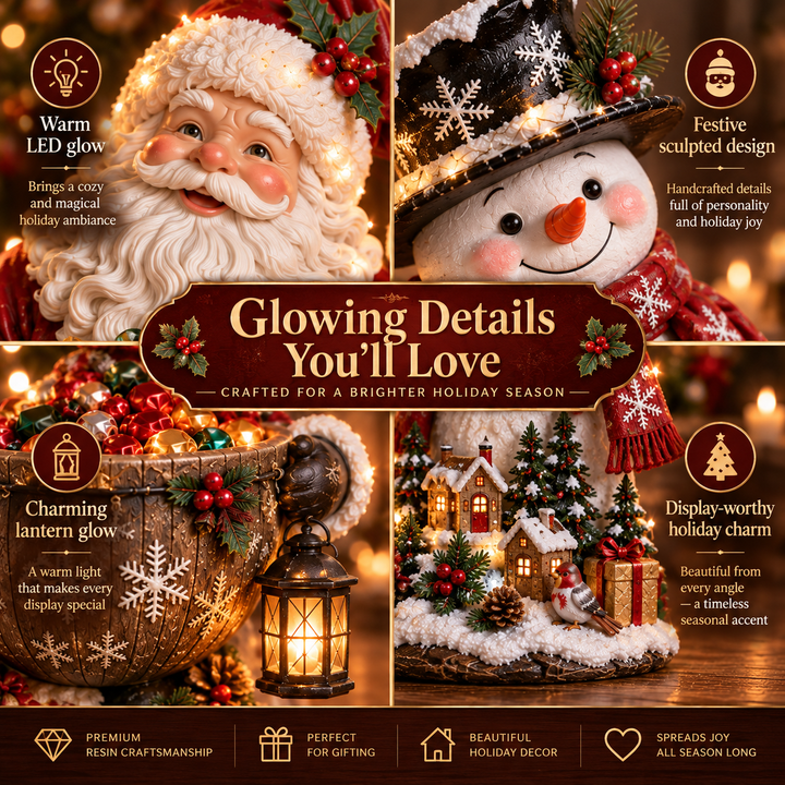 Christmas Candy Bowl with Warm Glow, Festive Character Figure 8