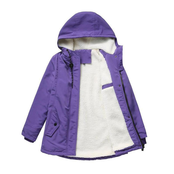 Women's Fleece-Lined Hooded Parka Coat with Drawcord Hood and Flap Pockets 8