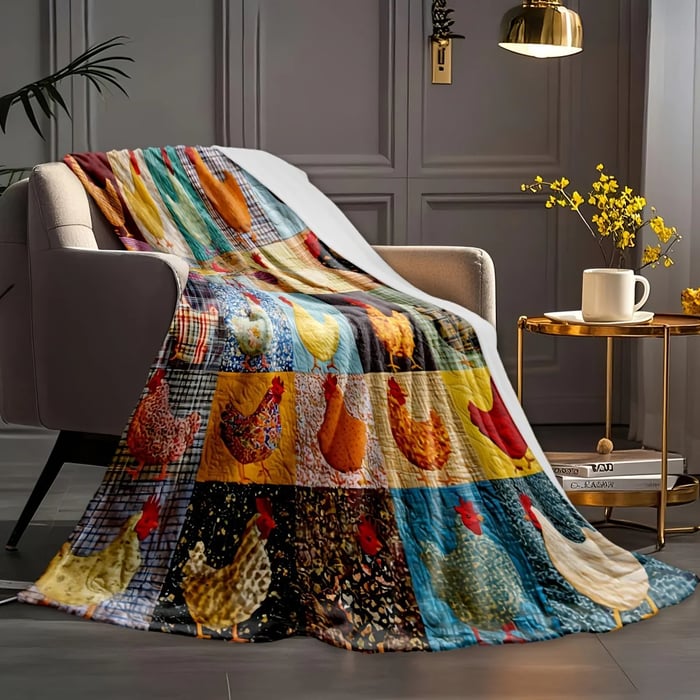 Soft Flannel Blanket with Chicken Design for Sofa, Bed and Armchair 15