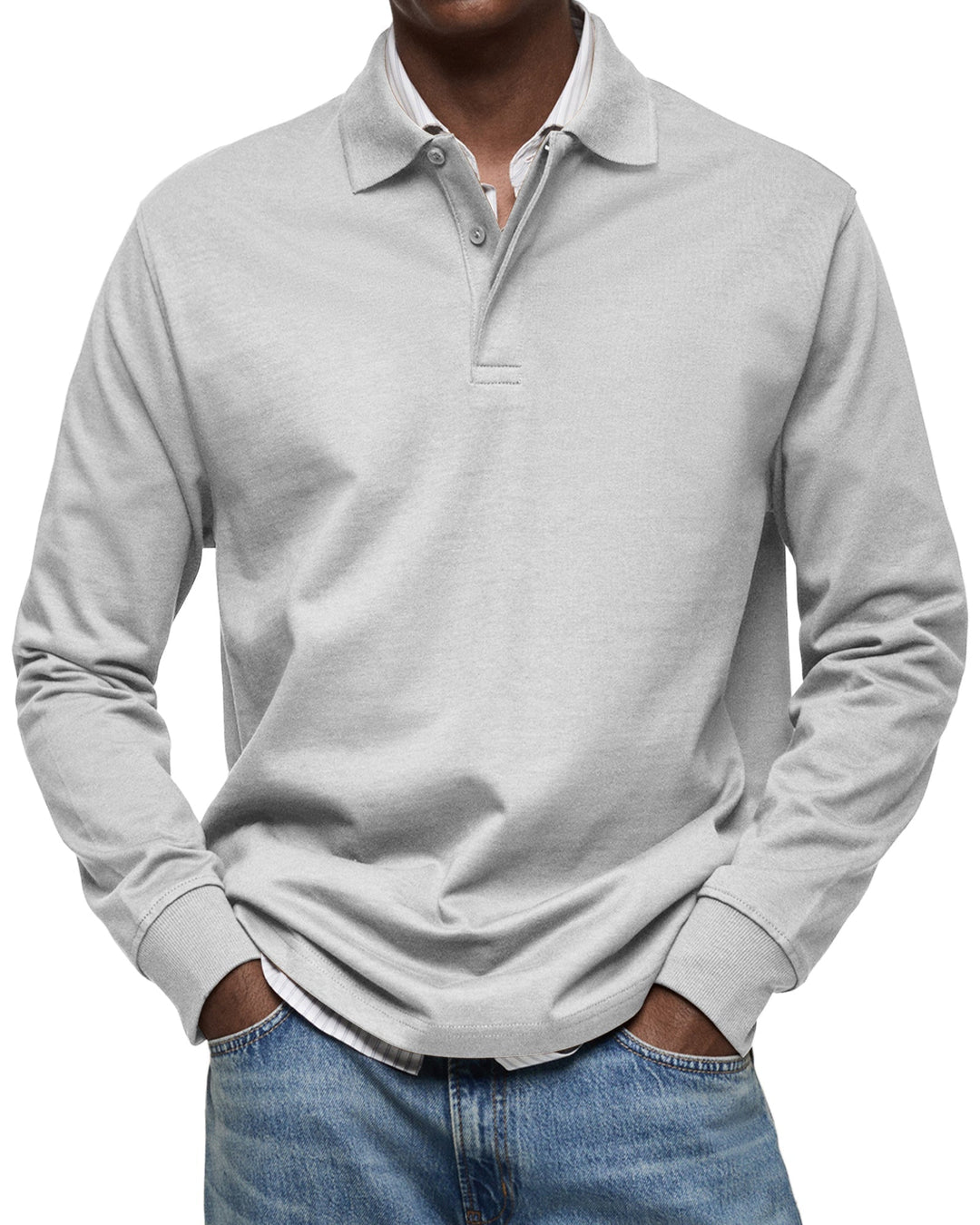 Luxury Long Sleeve Polo Shirt for Men - Soft, Breathable Casual Style 5