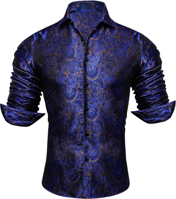 Men's Paisley Jacquard Shirt – Long-Sleeve Style for Weddings & Evening Wear 15