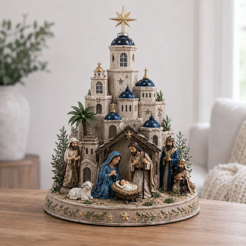 Bethlehem Nativity Church Tower with Light-Up Feature 4