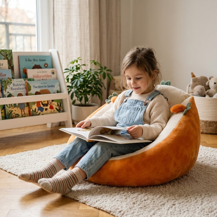 Plush Animal Bean Bag Floor Chair, Soft Velour Lounge Seat 4