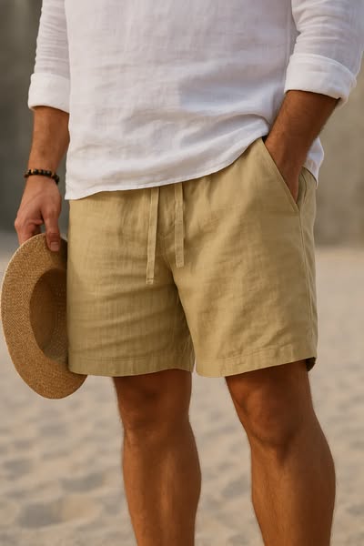 Lorenzo Men's Cotton-Linen Shorts – Lightweight & Breathable 1