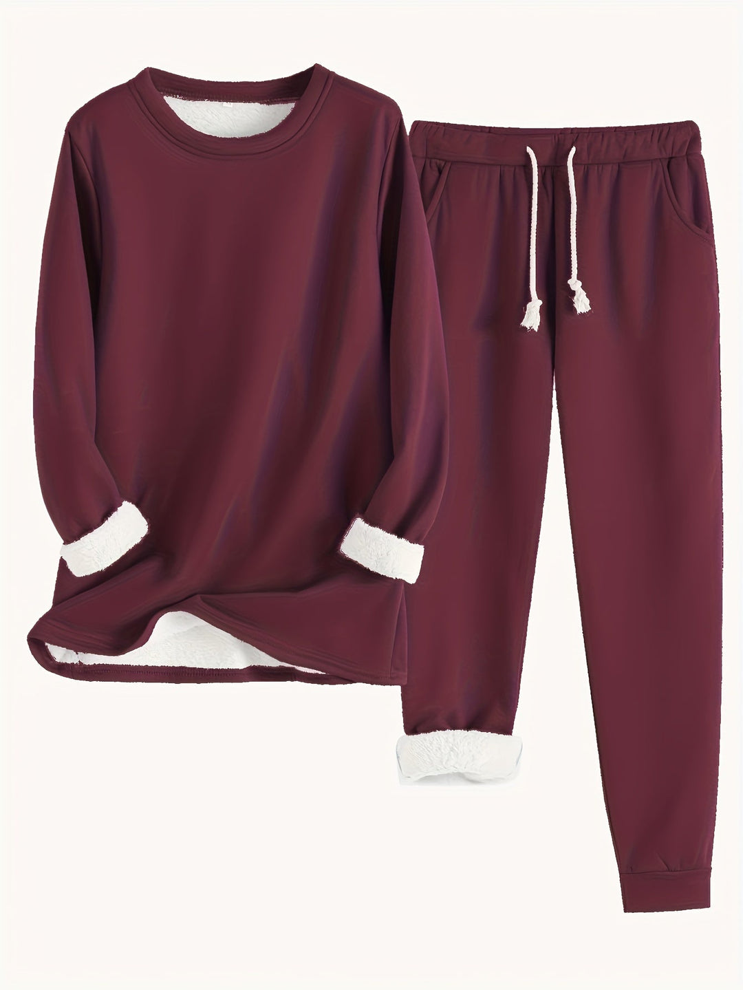 Women's Cozy Fleece-Lined Lounge Set, Super Soft Two-Piece Loungewear 2