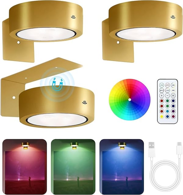 Adjustable Magnetic Picture Light | LED Touch & Remote, RGB/White, USB 1