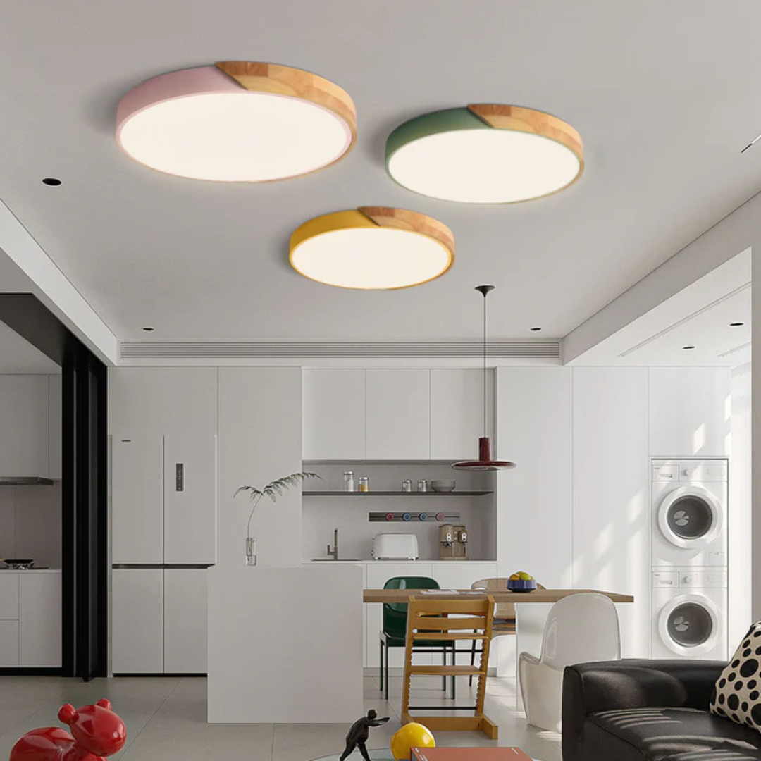 Delos Scandi Wood Ceiling Light | Natural LED Design Lamp 1
