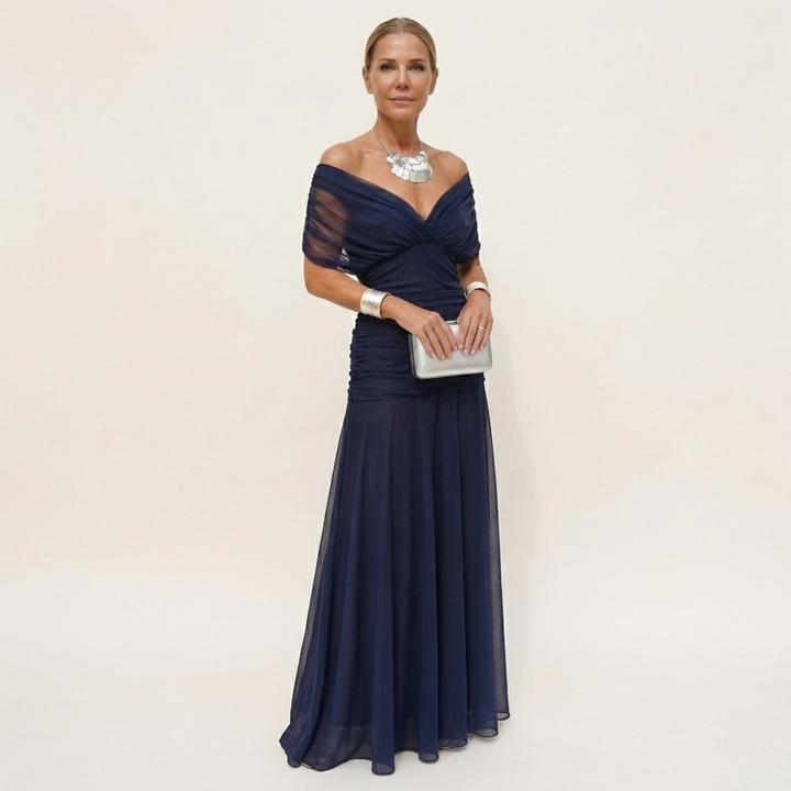 Women's Long Elegant Flowy Dress – V-Neck Sophisticated Design 3