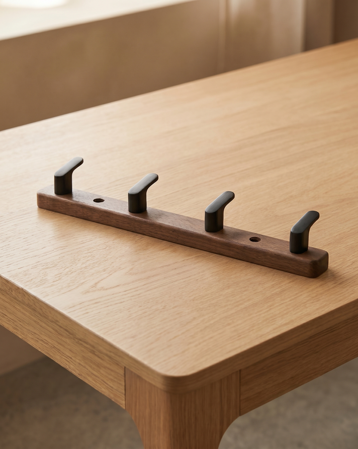 Wall Mounted Wooden Coat Rack with Plastic Hooks, 3 to 6 Hooks 7