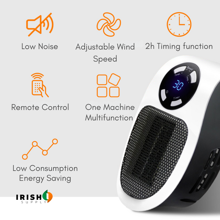 Compact Ceramic Space Heater with Remote, Quiet and Energy Efficient 7