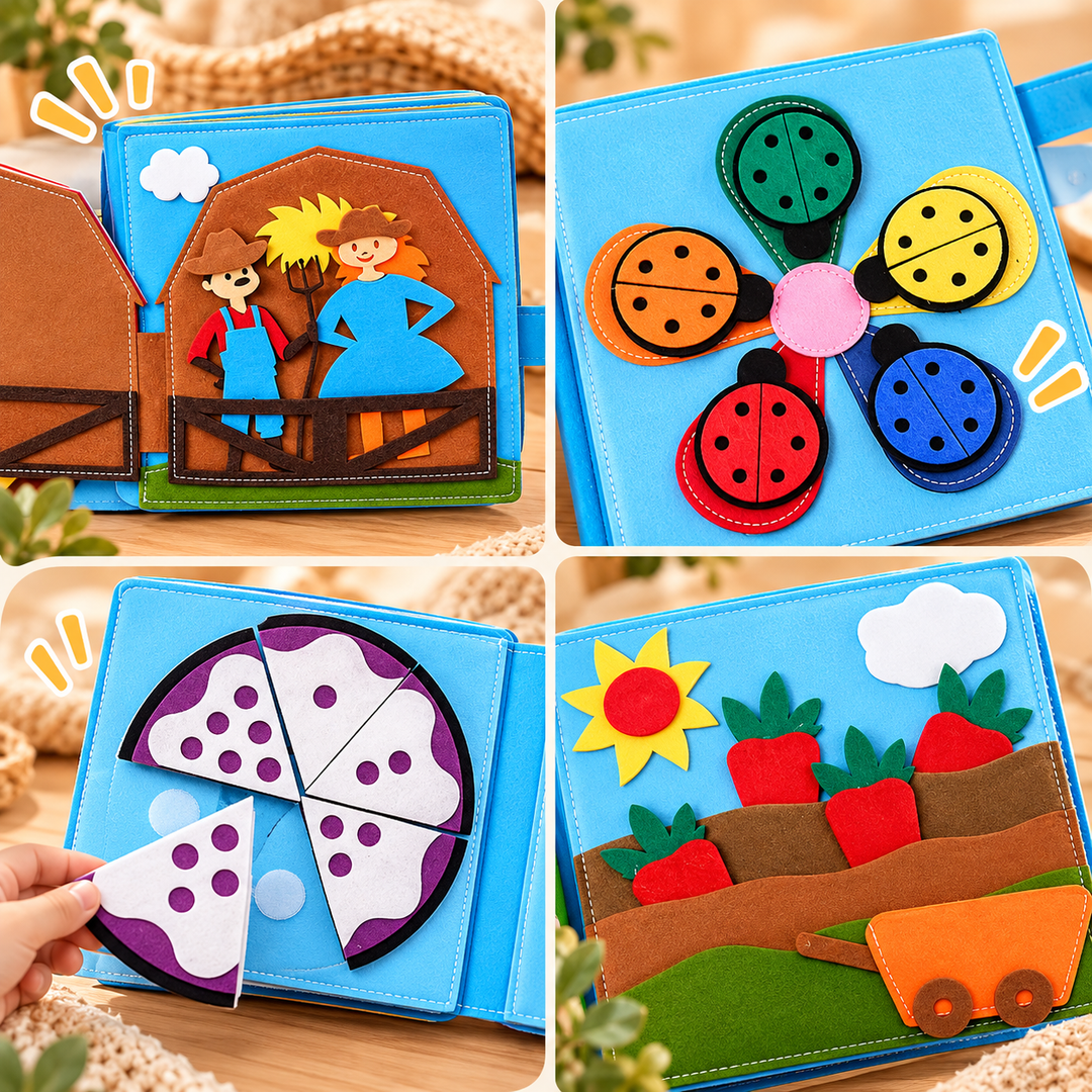 Montessori Felt Busy Board Activity Book for Toddlers, Travel Size 5