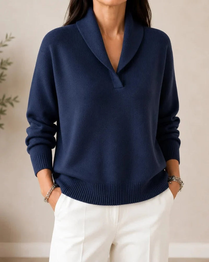 Soft V-Neck Sweater with Shawl Collar 7