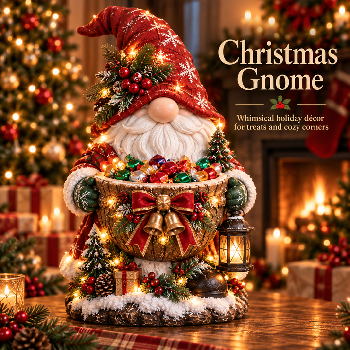 Christmas Candy Bowl with Warm Glow, Festive Character Figure 5