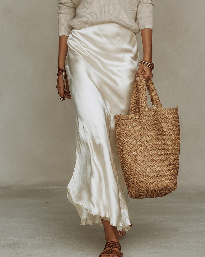 Satin Midi Dress with Cozy Sweater Combo 10