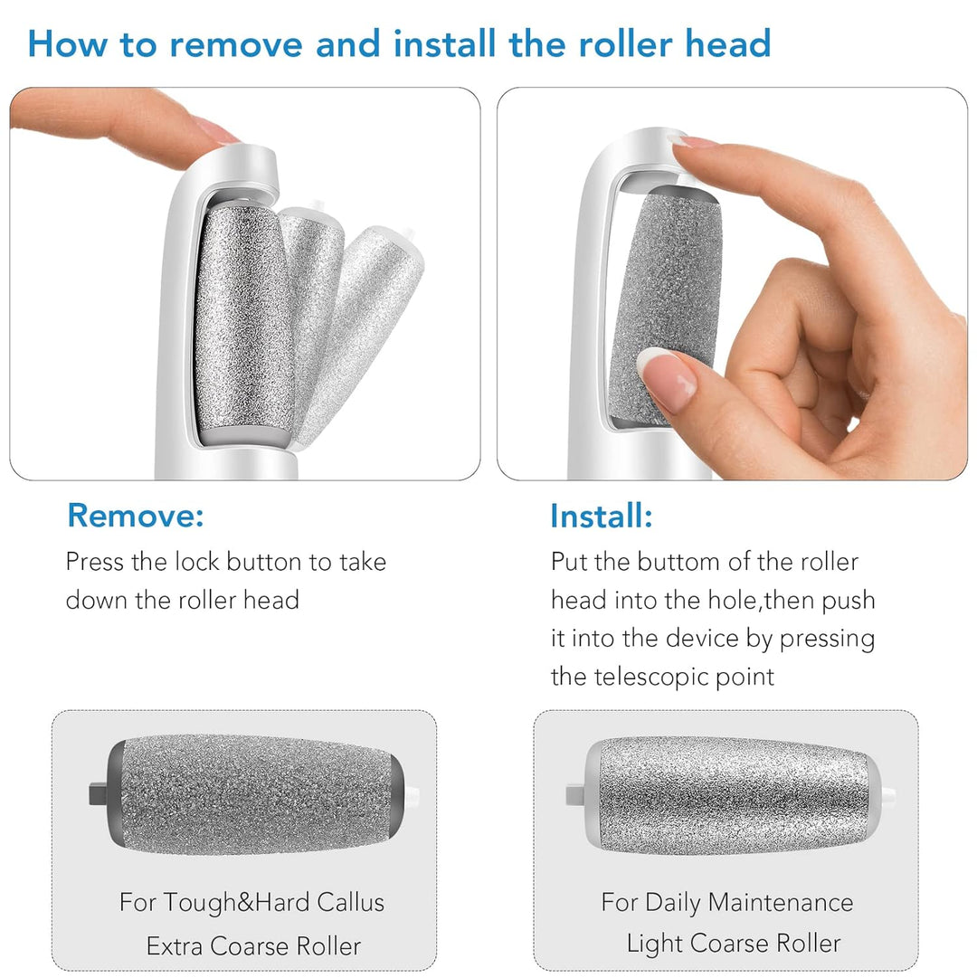 Cordless Electric Foot Callus Remover with 3 Speeds, Dual Rollers and USB-C 4