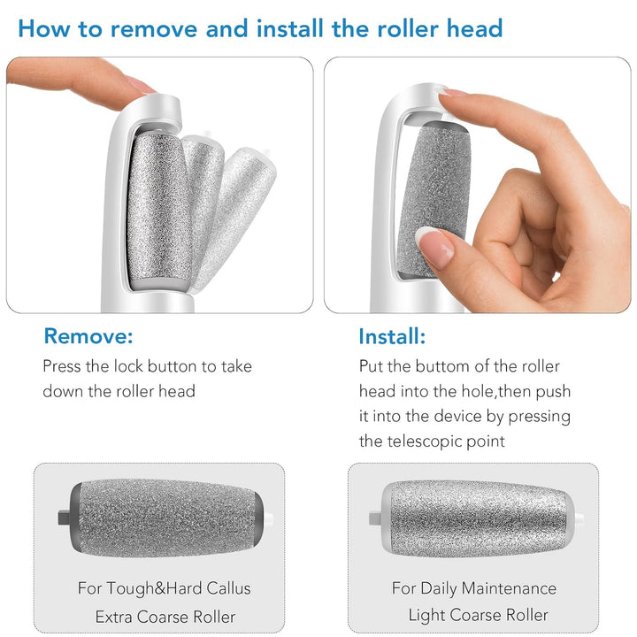 Cordless Electric Foot Callus Remover with 3 Speeds, Dual Rollers and USB-C 4