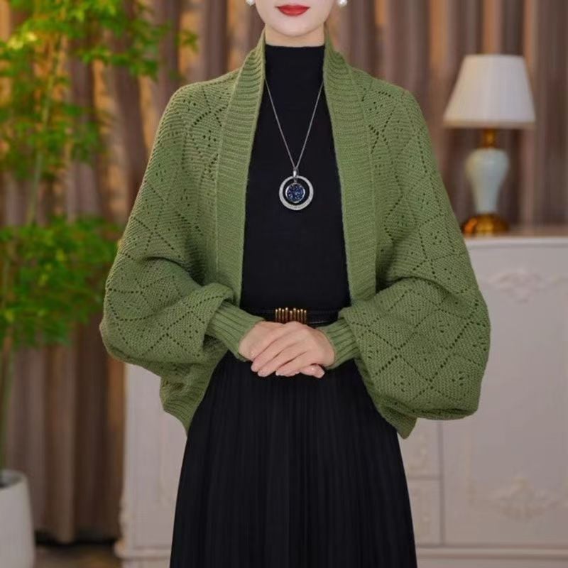 Open-Knit Shawl Cardigan with Wrap and Stole Styling 6