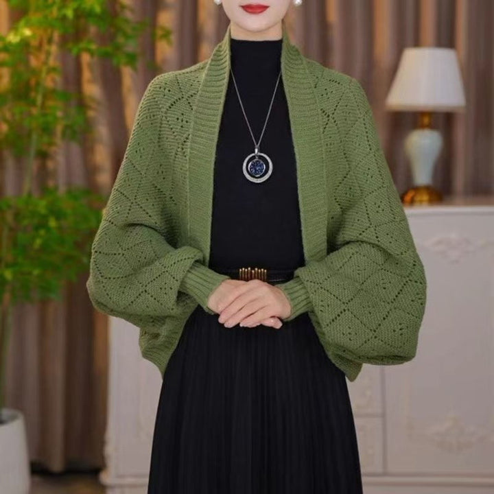Open-Knit Shawl Cardigan with Wrap and Stole Styling 6