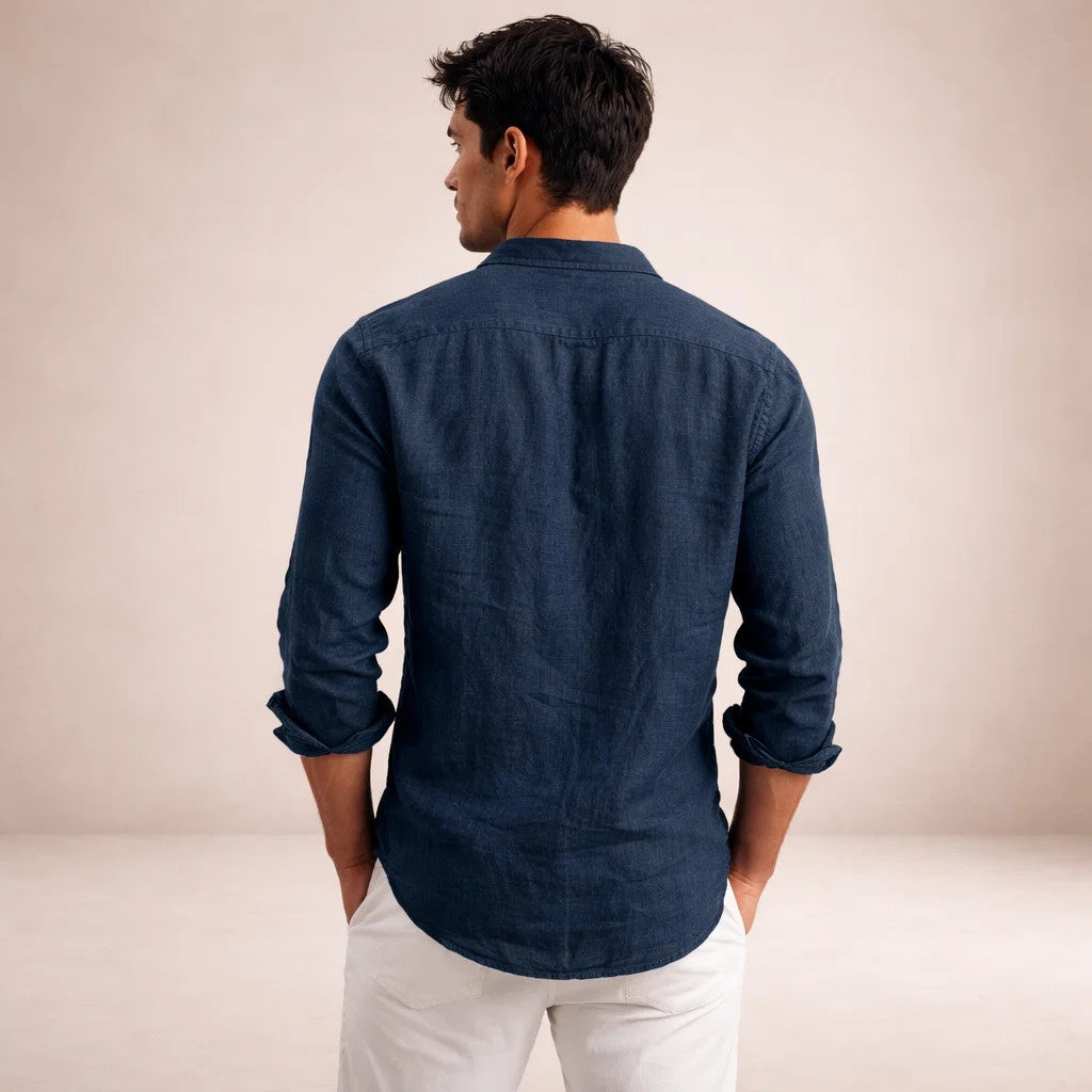 Men's Regular Fit Linen Button-Down Casual Shirt 13