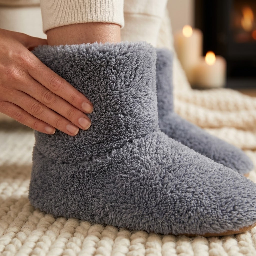 USB Heated Slippers, Ankle-High, Washable, Plush, Non-Slip, Sizes 5-10 3