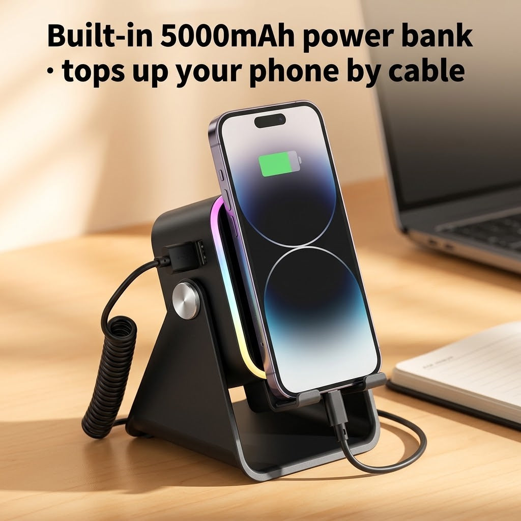Place-and-Play Phone Stand Speaker and Powerbank, No Pairing 5