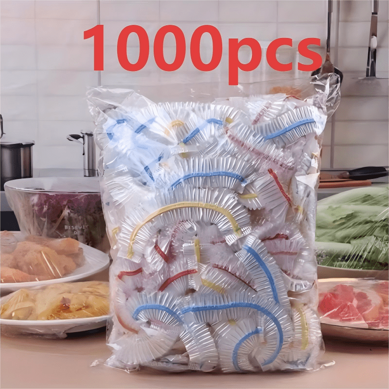 1000 Elastic Disposable Food Cover Caps, PE Bowl & Plate Covers 35 cm 3