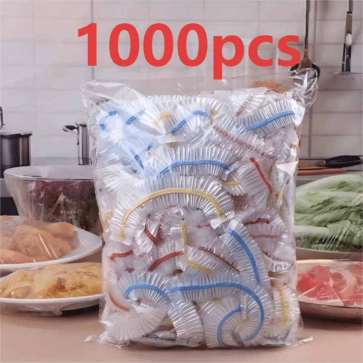 1000 Elastic Disposable Food Cover Caps, PE Bowl & Plate Covers 35 cm 3