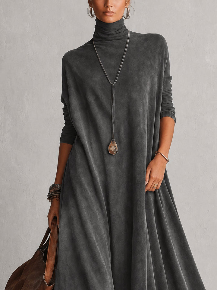 Long Faux Suede Dress with Contrast Lace Hem 17
