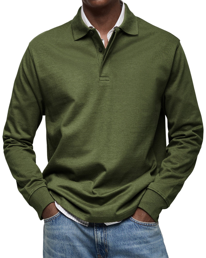 Luxury Long Sleeve Polo Shirt for Men - Soft, Breathable Casual Style 10
