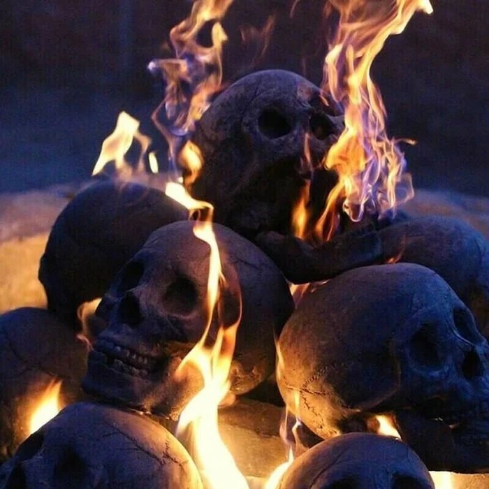 Ceramic Skull Fire Decor — Smoke-Free Flame Accent for Fire Pits 6