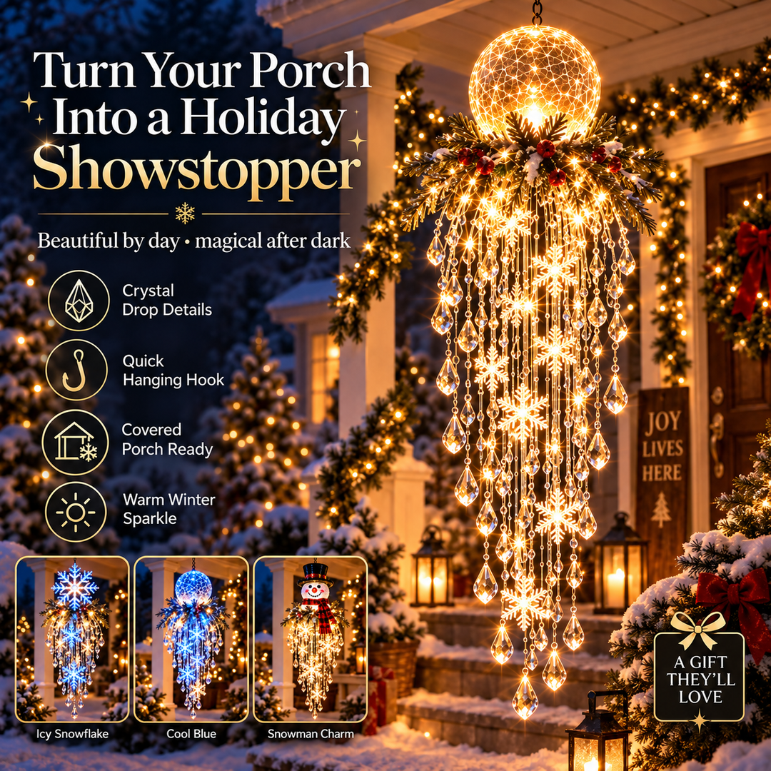 Hanging Outdoor Christmas Lights, Battery LED with Crystal Accents and Remote 24