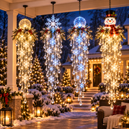 Hanging Outdoor Christmas Lights, Battery LED with Crystal Accents and Remote 9