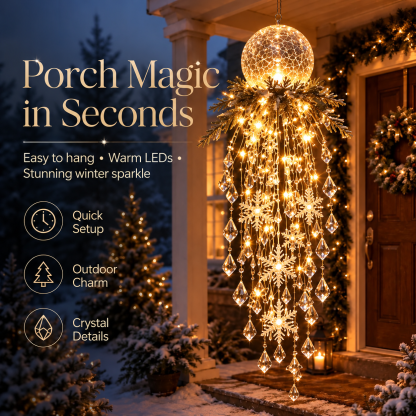 Hanging Outdoor Christmas Lights, Battery LED with Crystal Accents and Remote 20