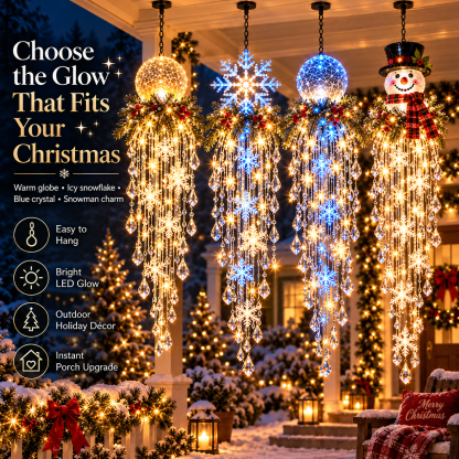 Hanging Outdoor Christmas Lights, Battery LED with Crystal Accents and Remote 22