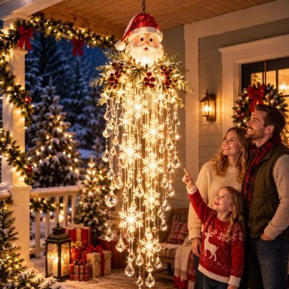 Hanging Outdoor Christmas Lights, Battery LED with Crystal Accents and Remote 18