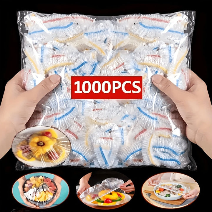 1000 Elastic Disposable Food Cover Caps, PE Bowl & Plate Covers 35 cm 2