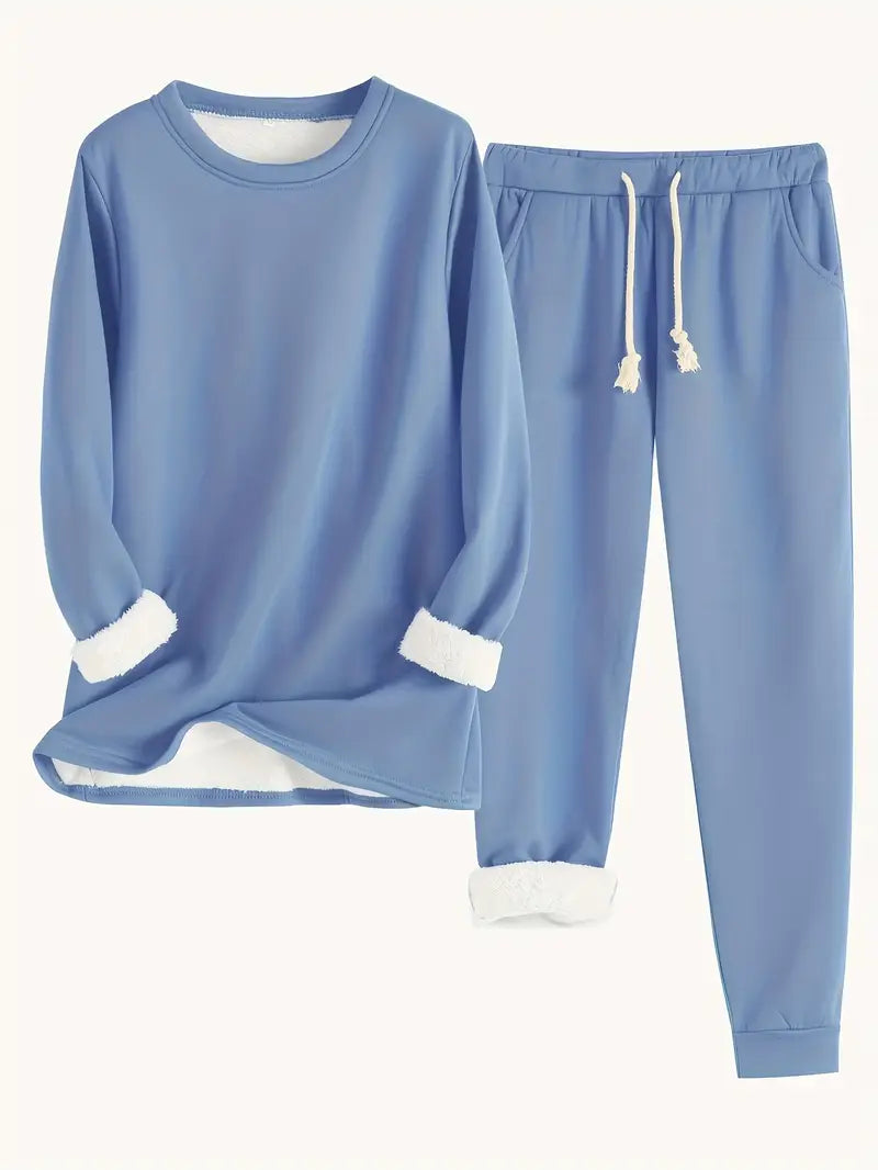 Women's Cozy Fleece-Lined Lounge Set, Super Soft Two-Piece Loungewear 1