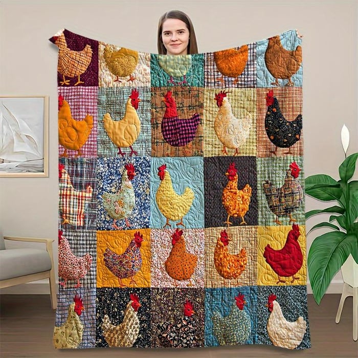 Soft Flannel Blanket with Chicken Design for Sofa, Bed and Armchair 2