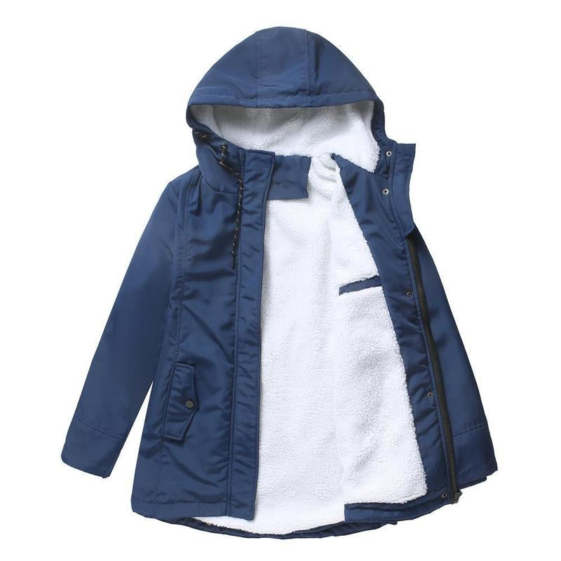 Women's Fleece-Lined Hooded Parka Coat with Drawcord Hood and Flap Pockets 7