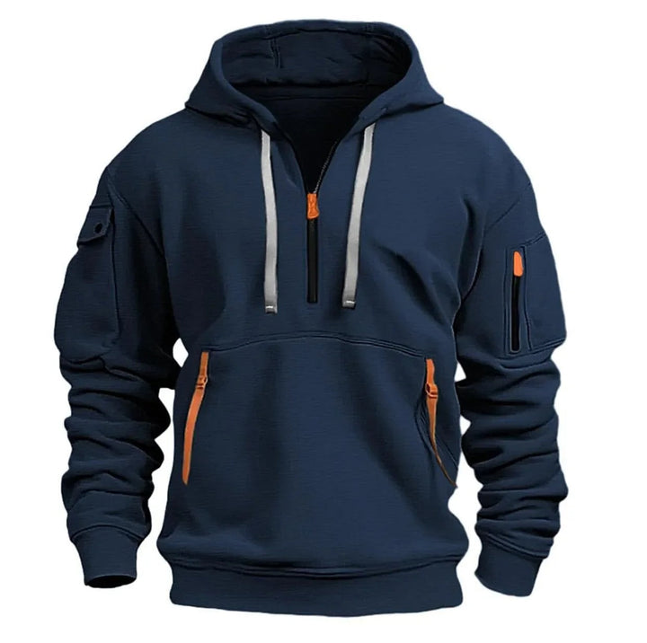Sporty Half-Zip Hoodie with Zip Pockets 4
