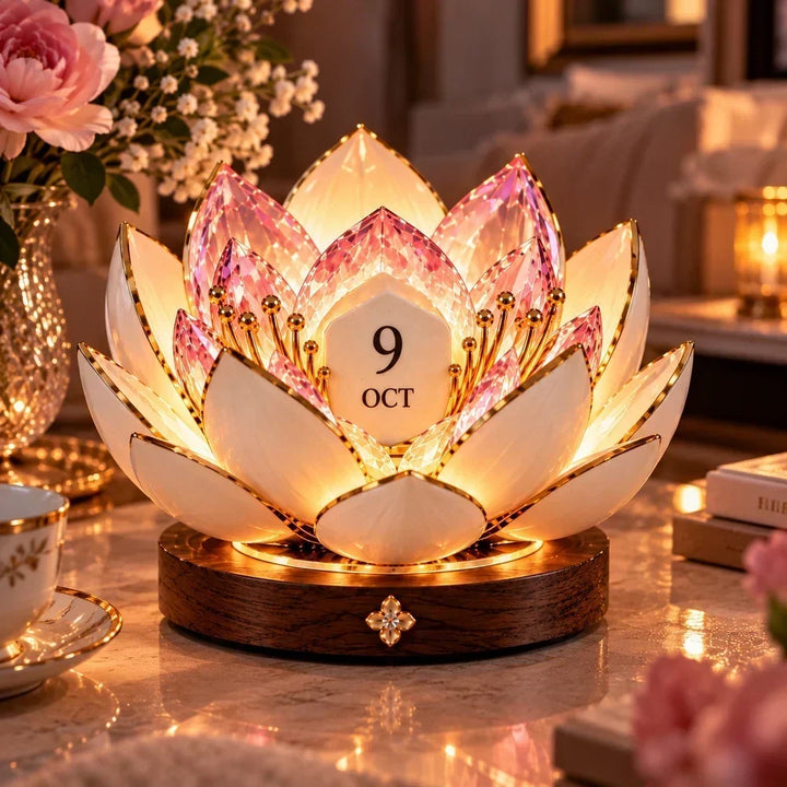 Blooming Perpetual Calendar with Automatic Opening Flower and Warm Ambient Light 6