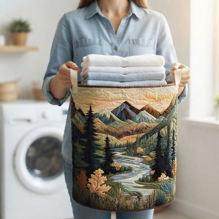 Quilted Fabric Laundry Basket with Handles, Self-Standing, 3 Sizes 3