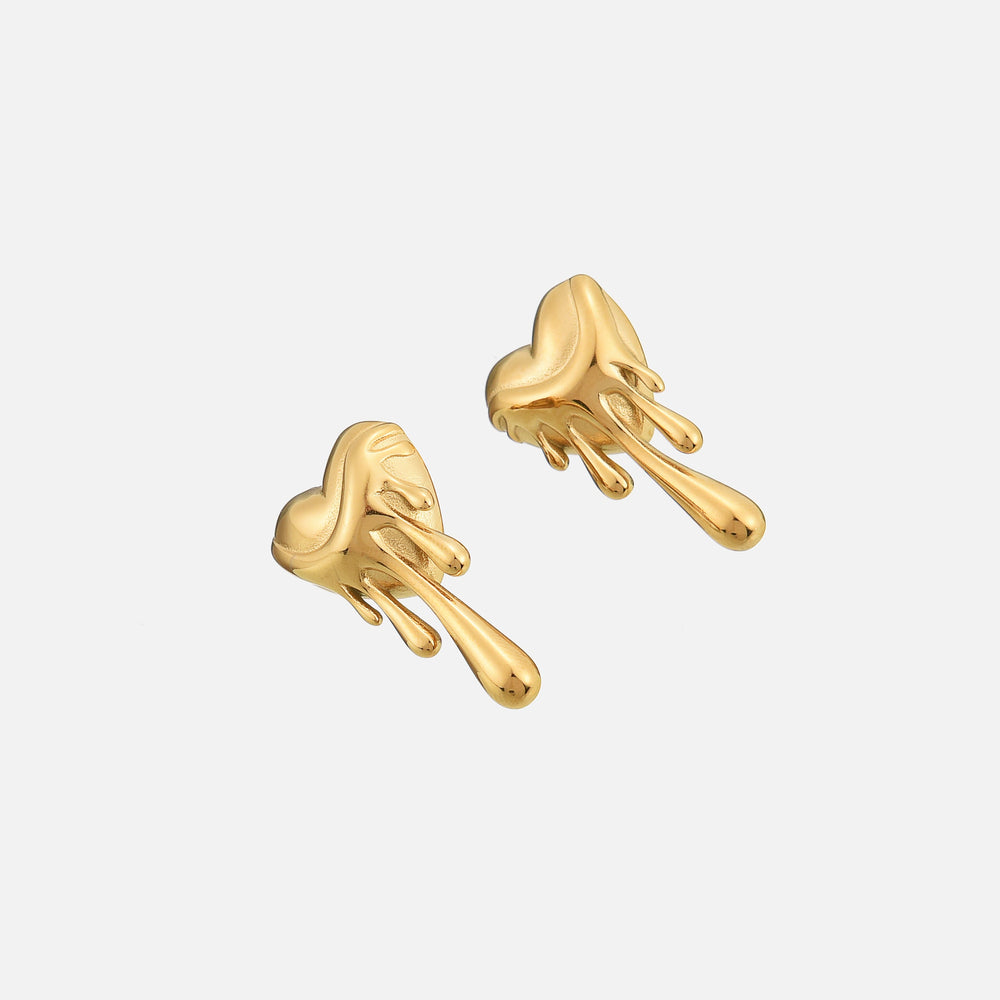 Melting Heart Teardrop Earrings in Gold or Silver 2