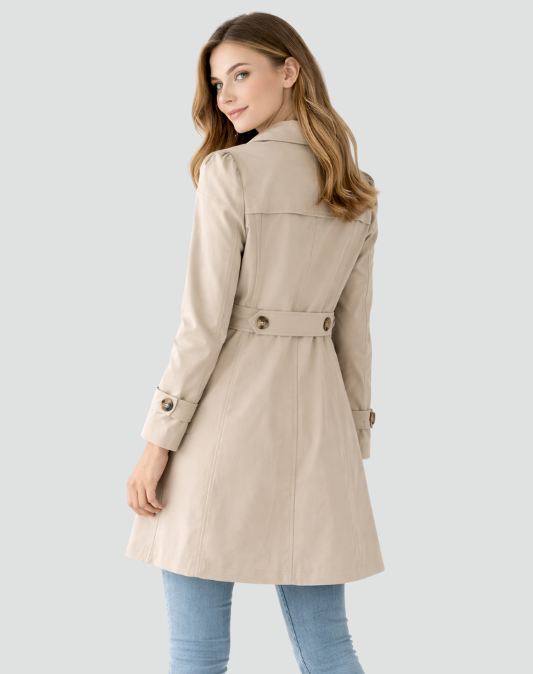 Women's Tailored Trench Coat with Classic Lapel, Mid-Length 5