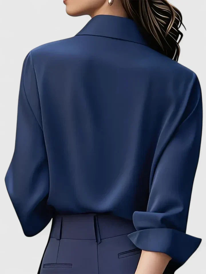 Women's Satin Long Sleeve Blouse - Polished Office Shirt 6