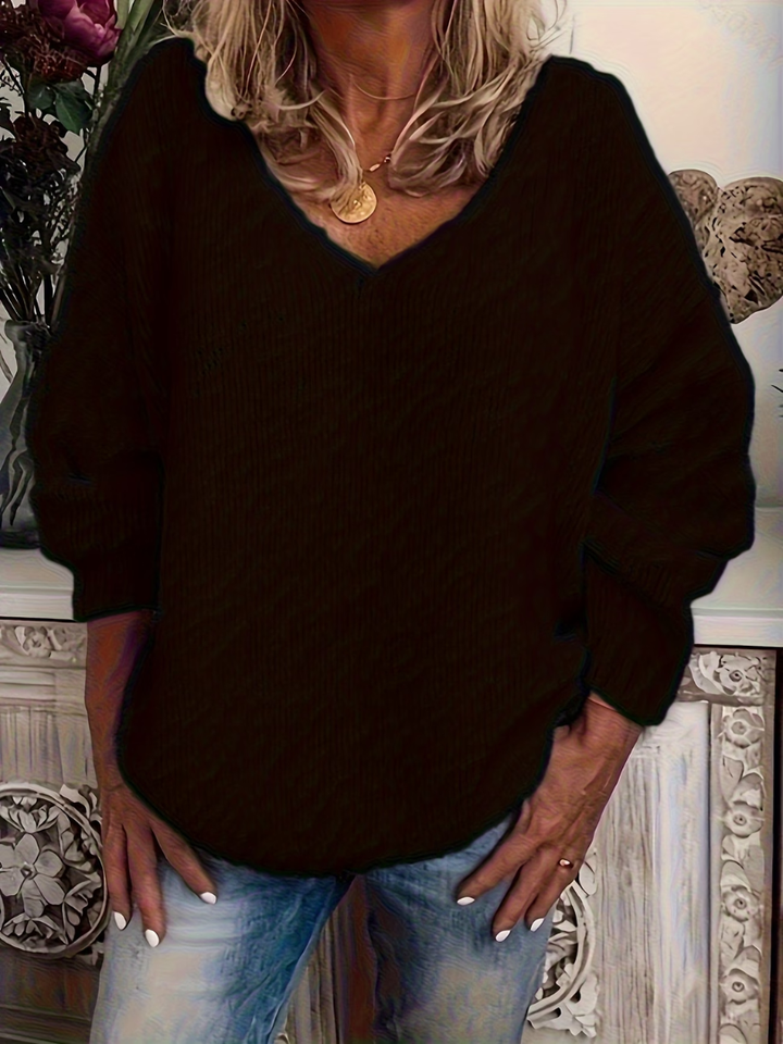 Women's Chunky Knit Sweater with V-Neck, Relaxed Fit, 9 Colors 3