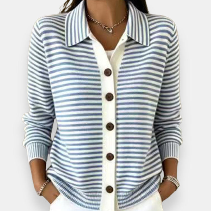 Striped Button Cardigan with Ribbed Cuffs 5