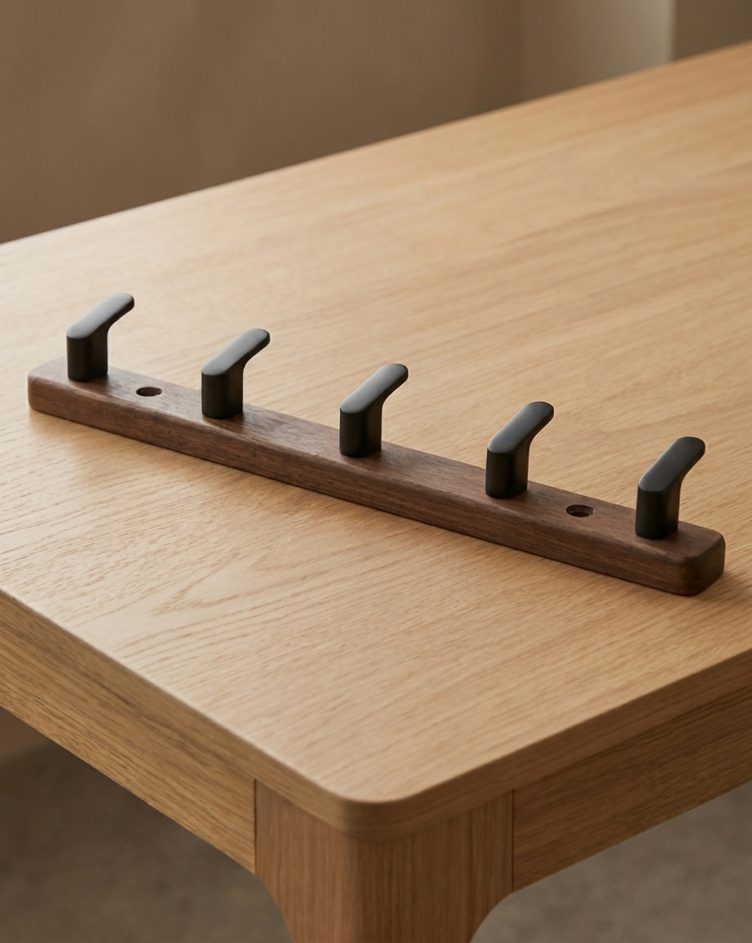 Wall Mounted Wooden Coat Rack with Plastic Hooks, 3 to 6 Hooks 8