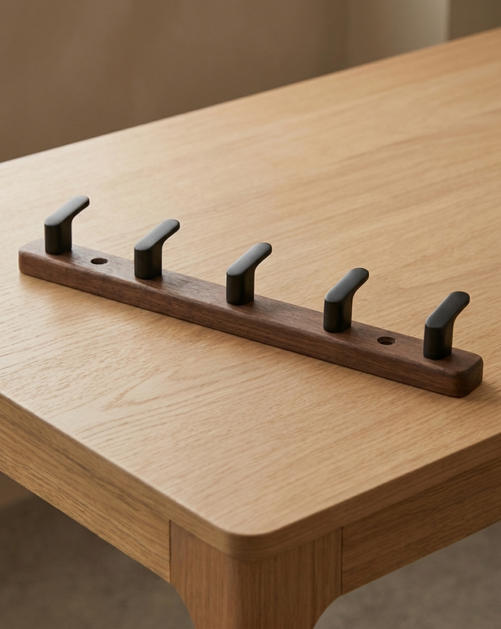 Wall Mounted Wooden Coat Rack with Plastic Hooks, 3 to 6 Hooks 8